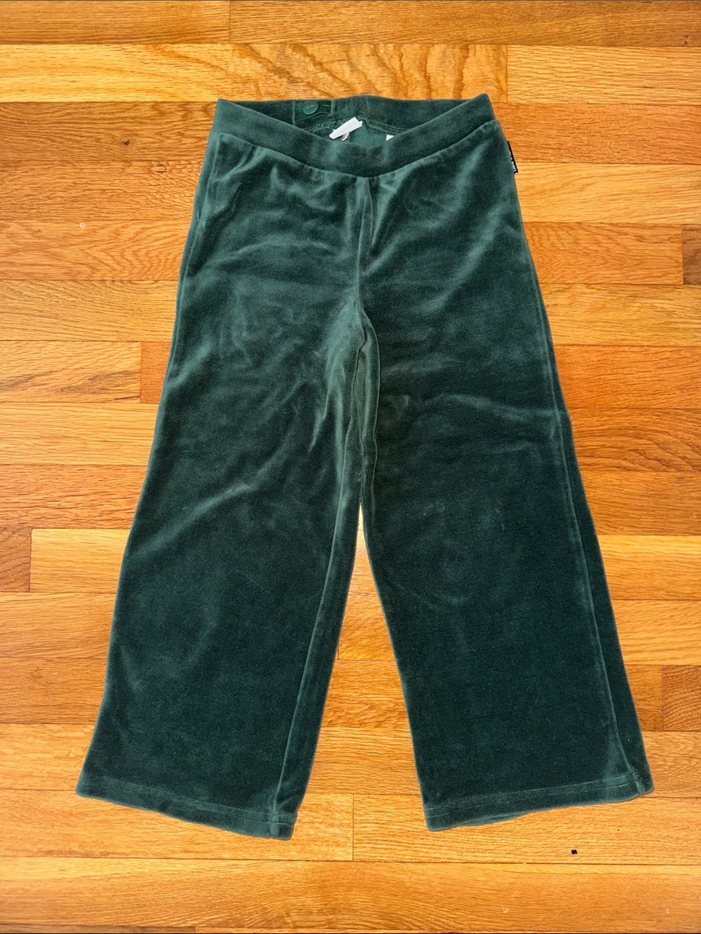Polarn O. Pyret Dark Green Velvet Wide-Leg Sweatpants - Kids